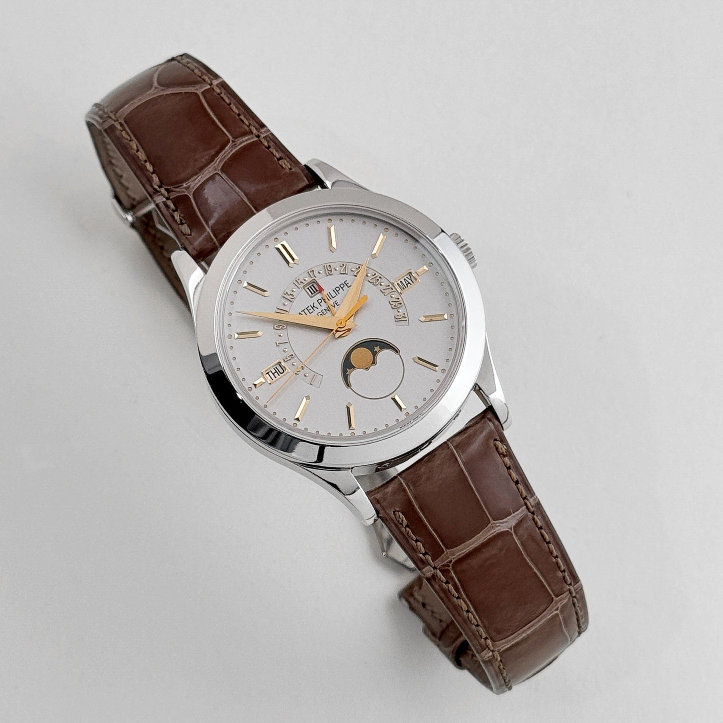 Patek Philippe Grand Complications 5496P-015 Perpetual Calendar Moon Phases Platinum Silver Dial (2018)