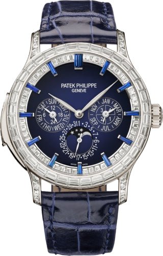 Patek Philippe Grand Complications Minute Repeater Perpetual Calendar Platinum Blue Black Gradient Dial Diamond Bezel | 5374/300P-001