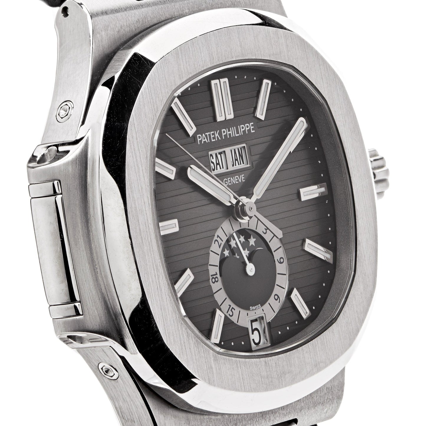 Patek Philippe Nautilus 5726A-001 Annual Calendar Moon Phases Stainless Steel Black Dial (2025)