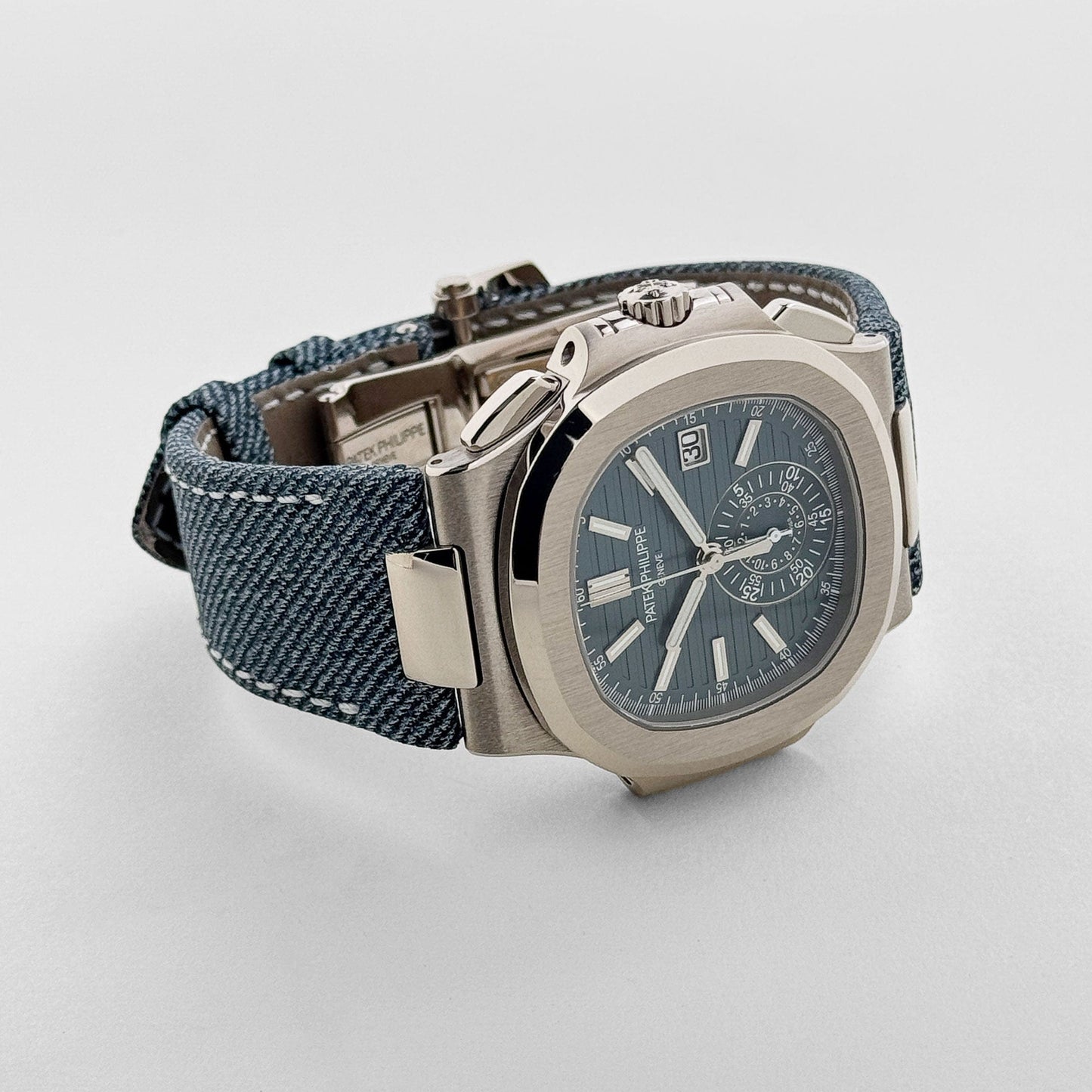 Patek Philippe Nautilus 5980/60G-001 'Denim' Flyback Chronograph White Gold Blue-Gray Dial (2024)