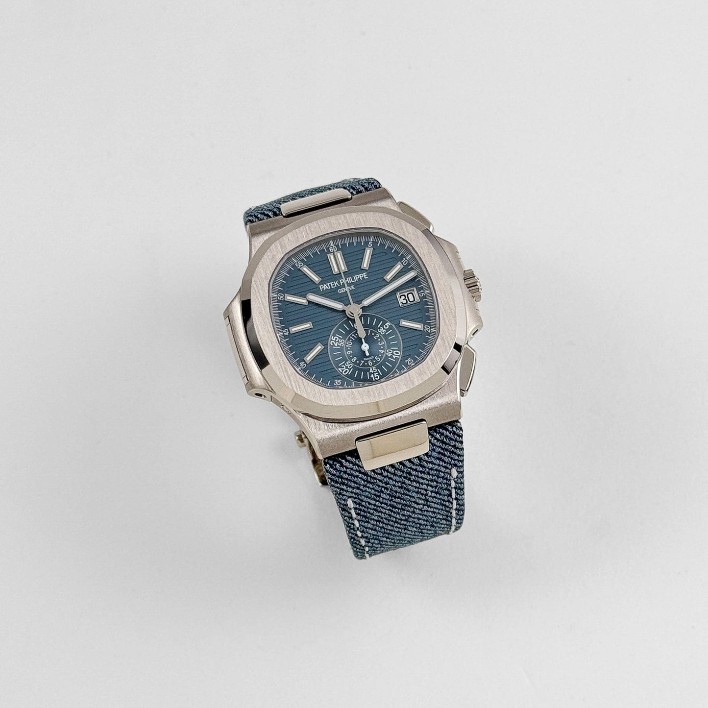 Patek Philippe Nautilus 5980/60G-001 'Denim' Flyback Chronograph White Gold Blue-Gray Dial (2024)