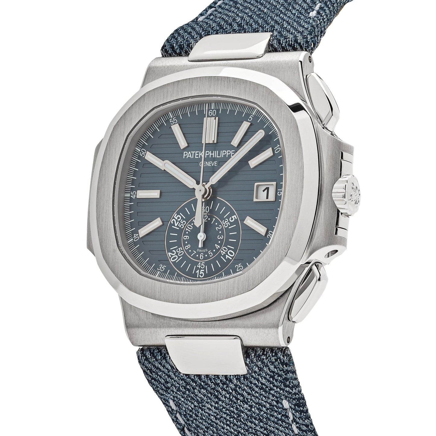 Patek Philippe Nautilus 5980/60G-001 'Denim' Flyback Chronograph White Gold Blue-Gray Dial (2025)