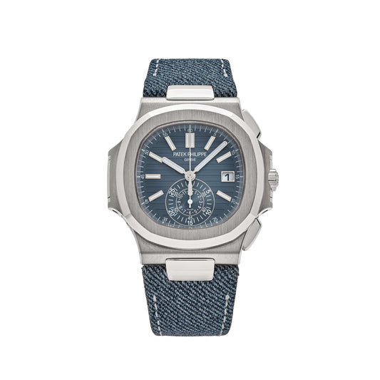 Patek Philippe Nautilus 5980/60G-001 'Denim' Flyback Chronograph White Gold Blue-Gray Dial (2025)