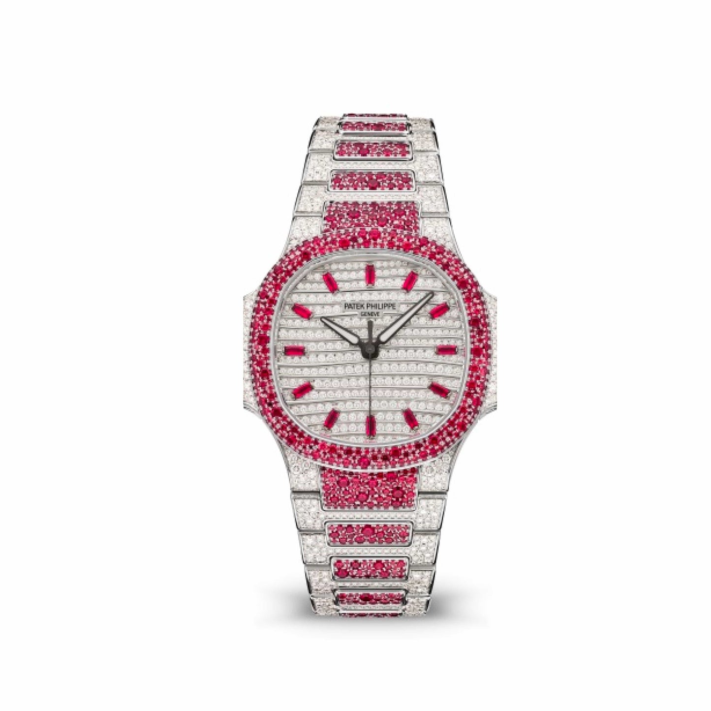 Patek Philippe Nautilus 7118/1452G 'Ladies Haute Joaillerie' White Gold Diamond Ruby Set
