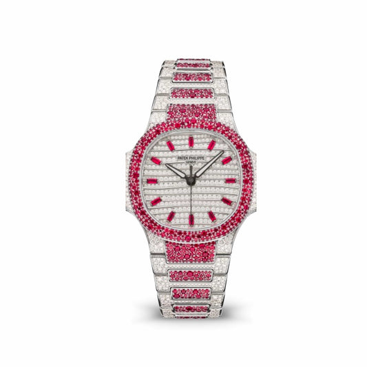 Patek Philippe Nautilus 7118/1452G 'Ladies Haute Joaillerie' White Gold Diamond Ruby Set