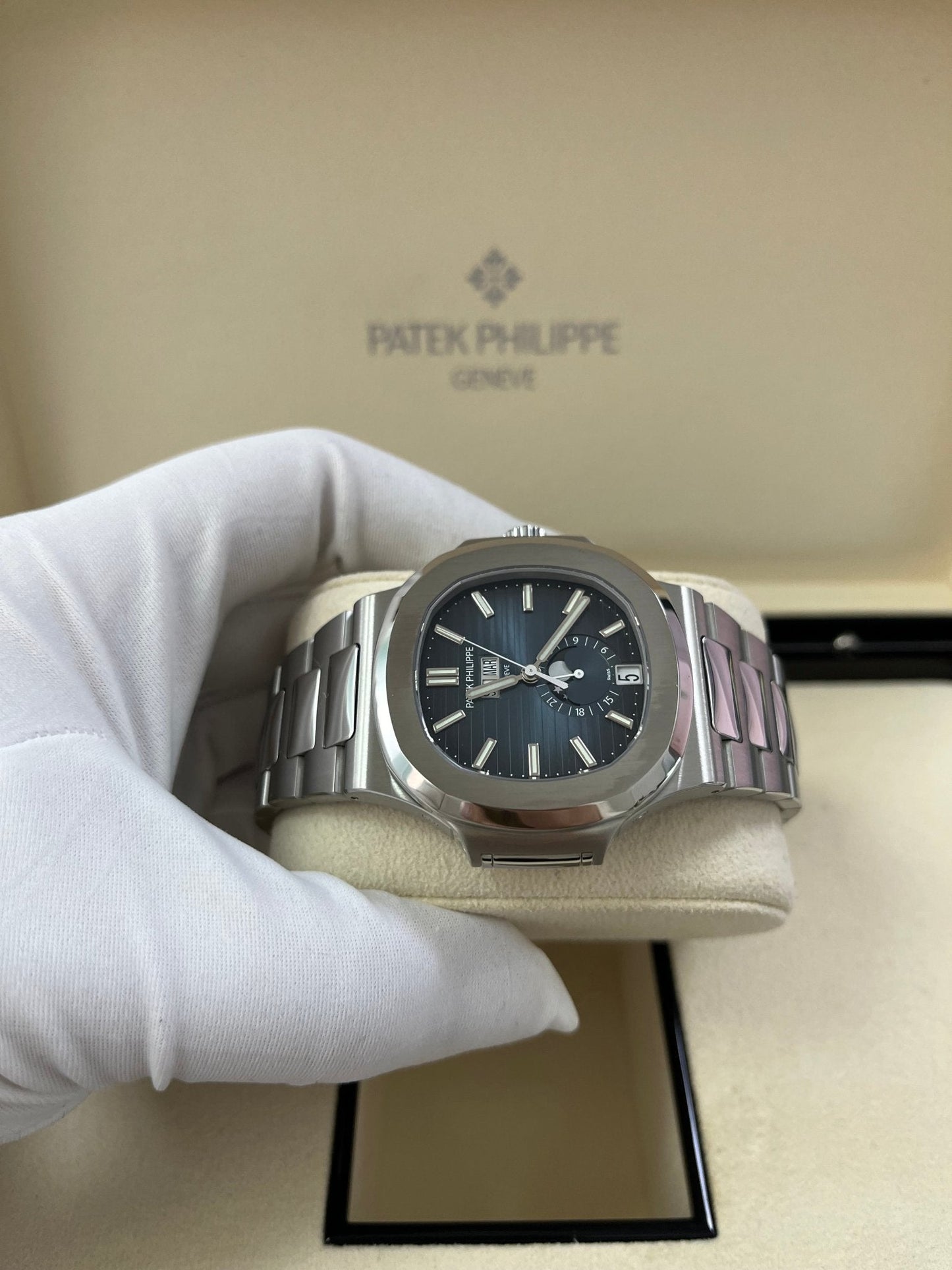 Patek Philippe Nautilus Annual Calendar Stainless Steel with Blue Dial/ Moon Phase (Ref#5726/1A-014)