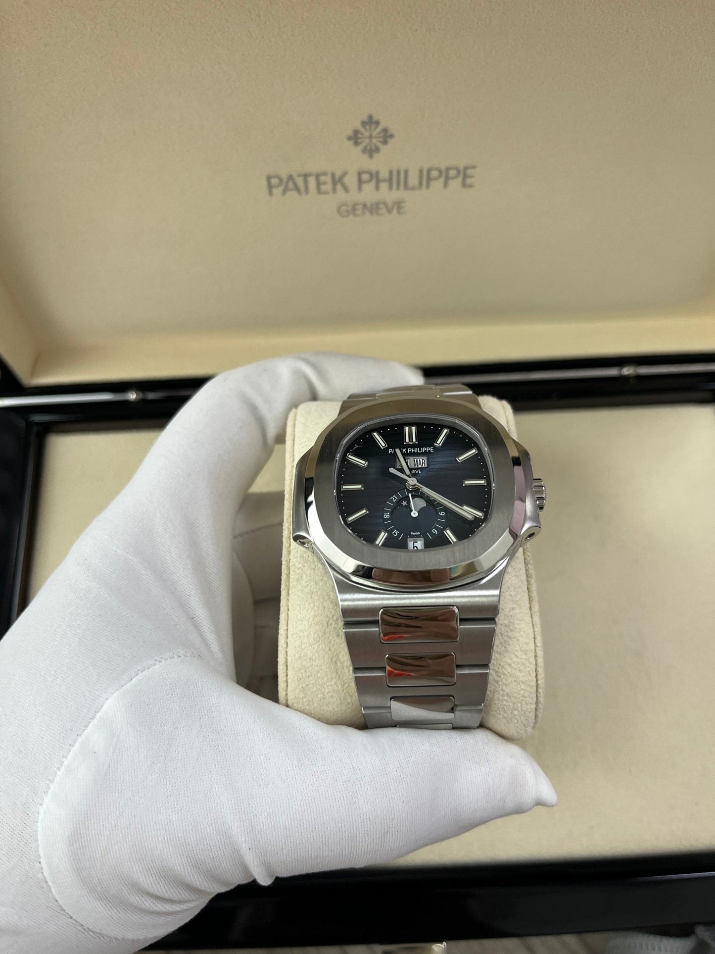 Patek Philippe Nautilus Annual Calendar Stainless Steel with Blue Dial/ Moon Phase (Ref#5726/1A-014)