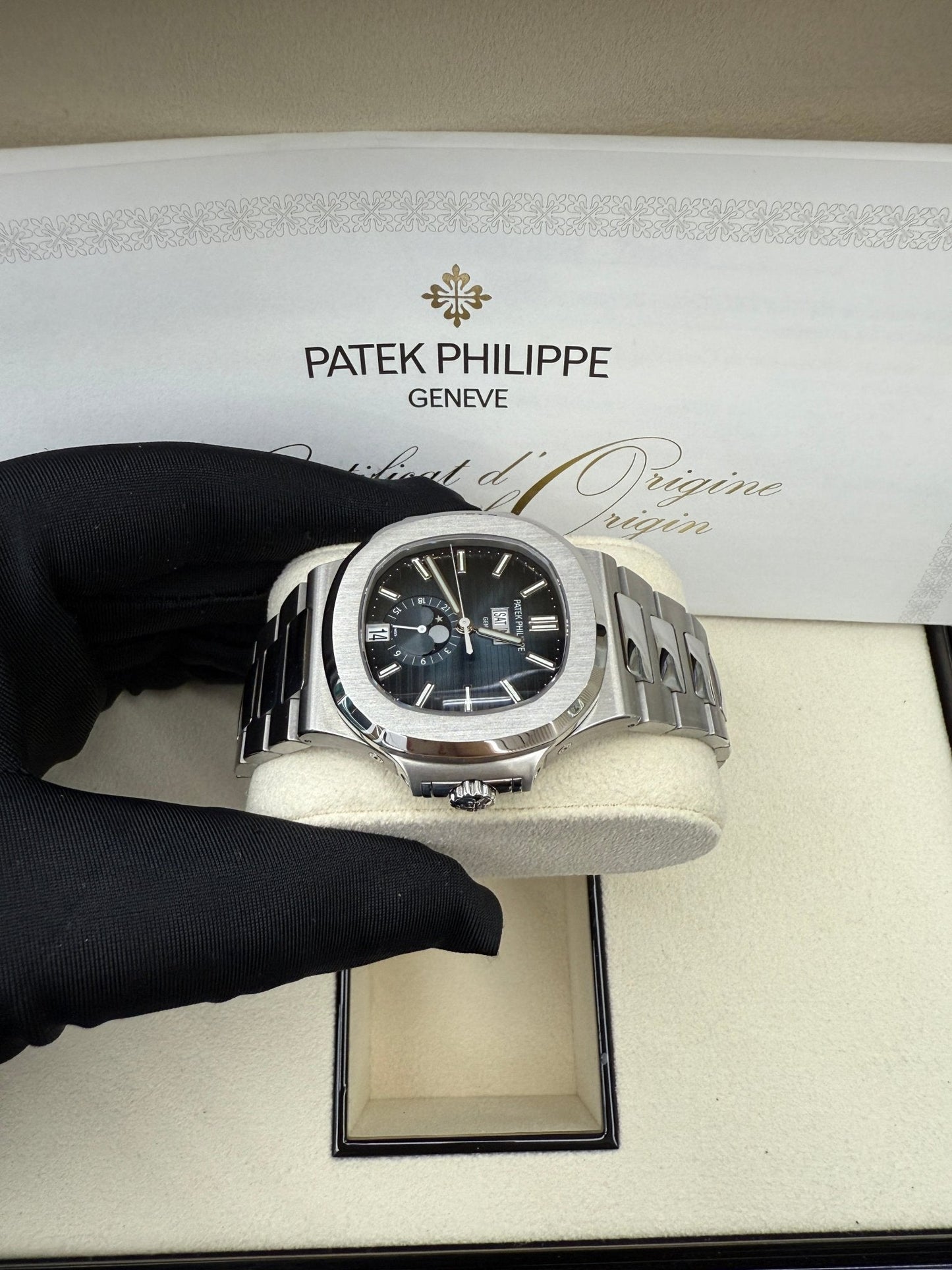 Patek Philippe Nautilus Annual Calendar Stainless Steel with Blue Dial/ Moon Phase (Ref#5726/1A-014)