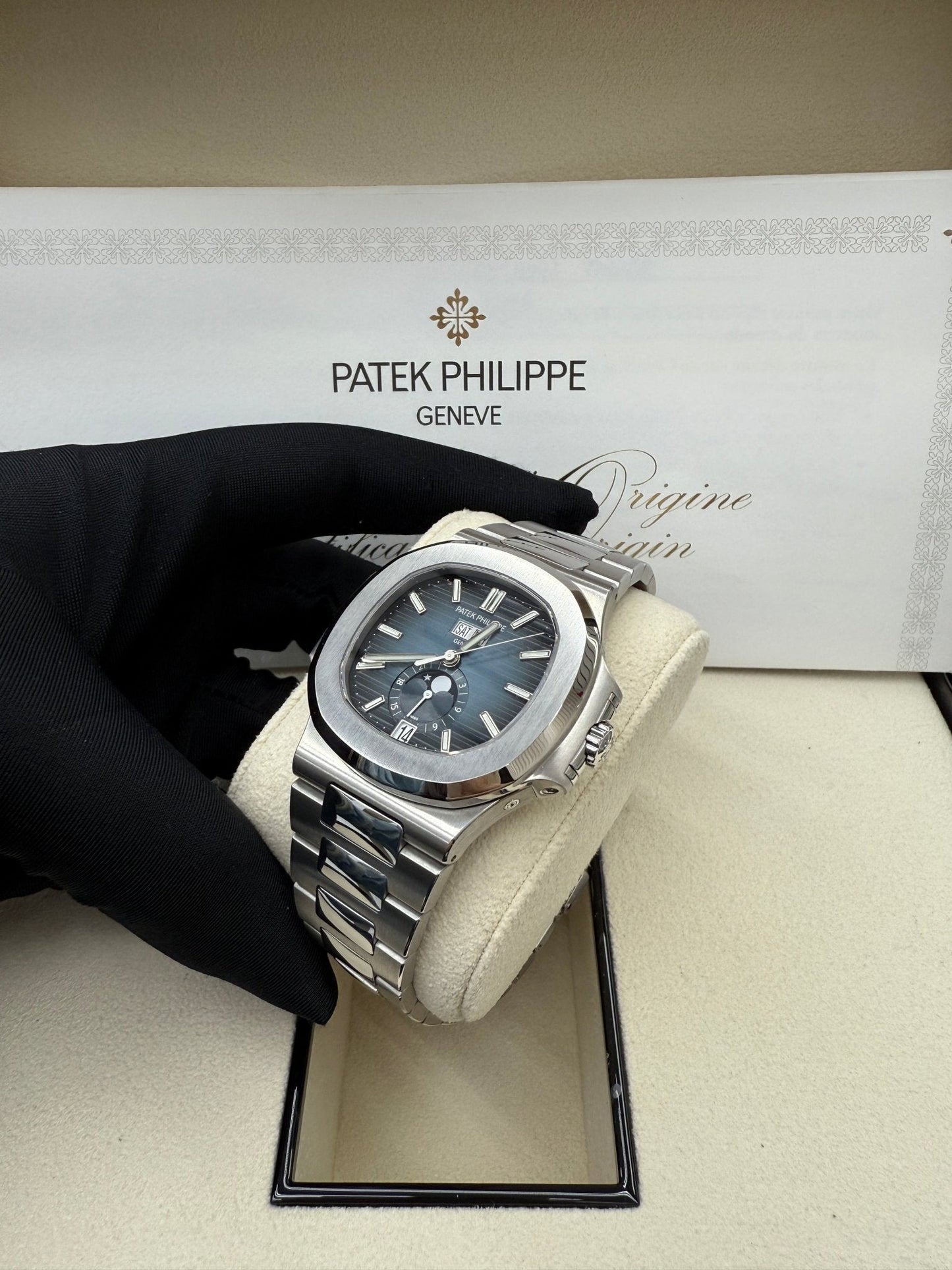 Patek Philippe Nautilus Annual Calendar Stainless Steel with Blue Dial/ Moon Phase (Ref#5726/1A-014)