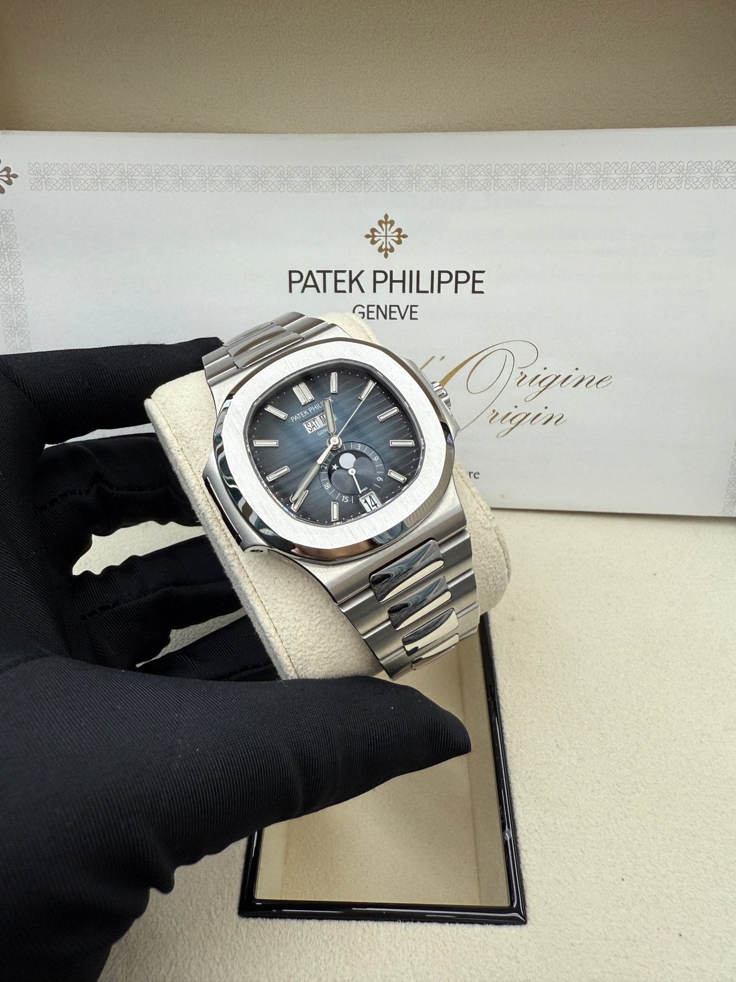 Patek Philippe Nautilus Annual Calendar Stainless Steel with Blue Dial/ Moon Phase (Ref#5726/1A-014)