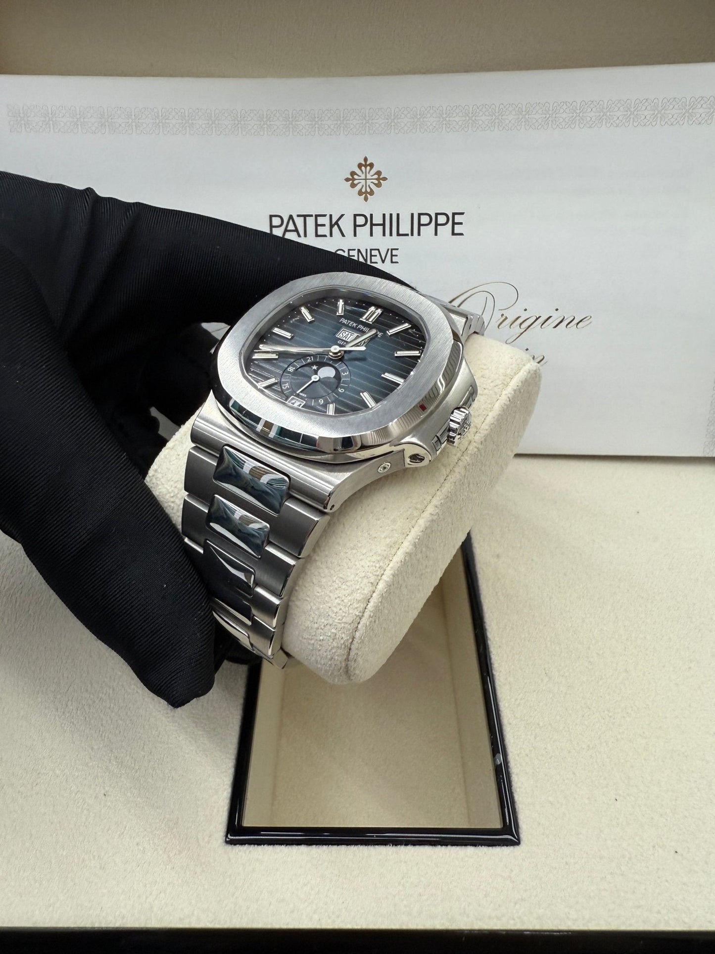 Patek Philippe Nautilus Annual Calendar Stainless Steel with Blue Dial/ Moon Phase (Ref#5726/1A-014)