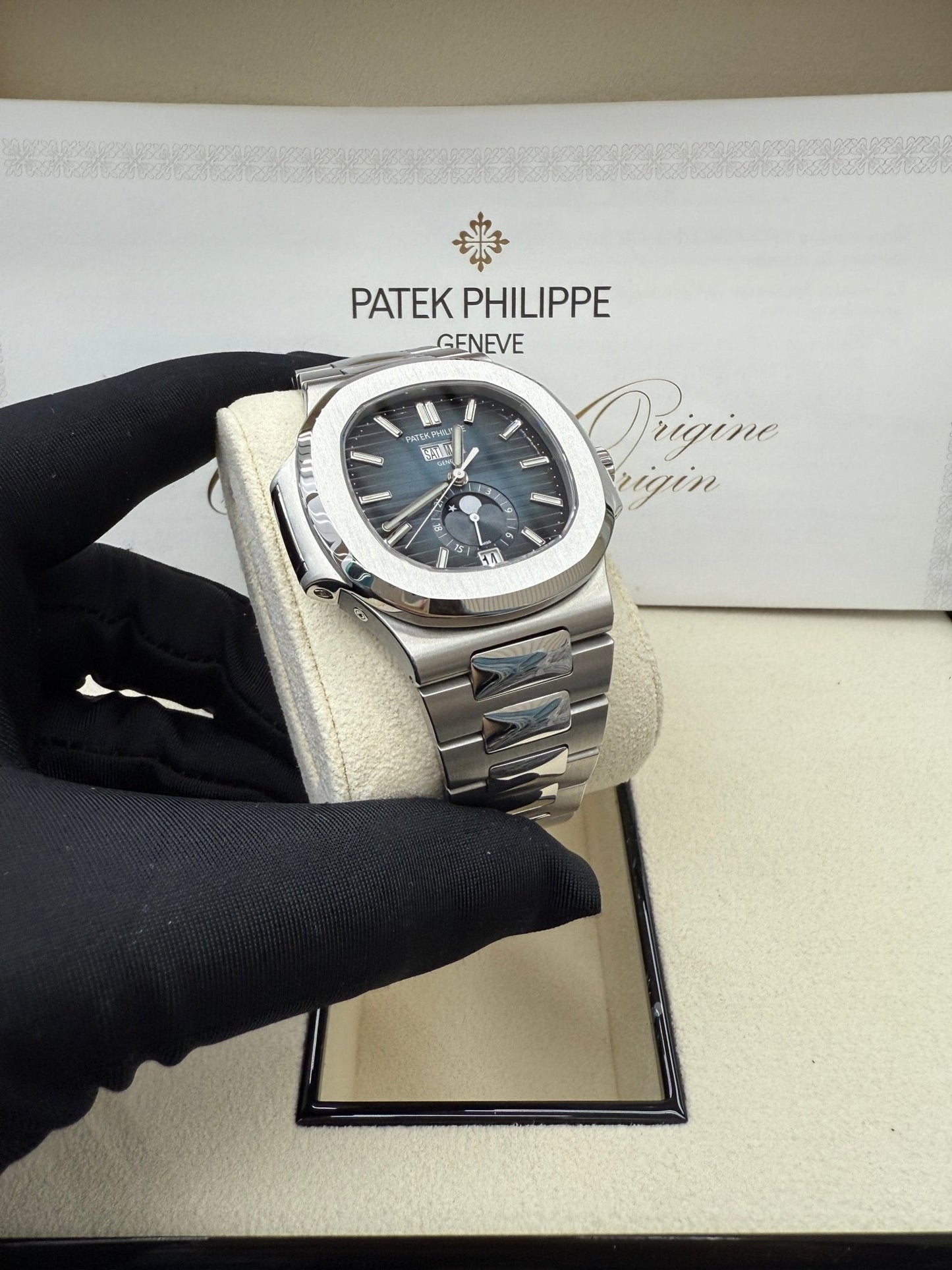 Patek Philippe Nautilus Annual Calendar Stainless Steel with Blue Dial/ Moon Phase (Ref#5726/1A-014)