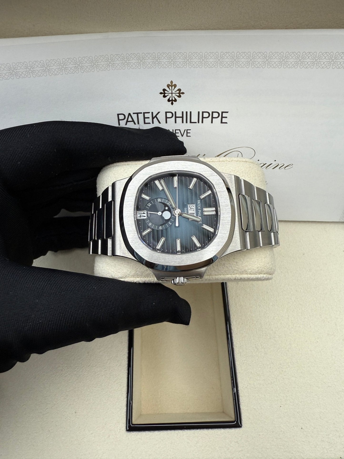 Patek Philippe Nautilus Annual Calendar Stainless Steel with Blue Dial/ Moon Phase (Ref#5726/1A-014)