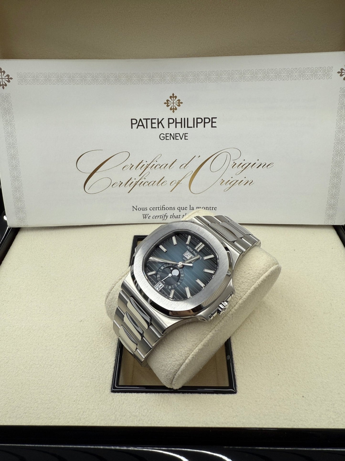 Patek Philippe Nautilus Annual Calendar Stainless Steel with Blue Dial/ Moon Phase (Ref#5726/1A-014)