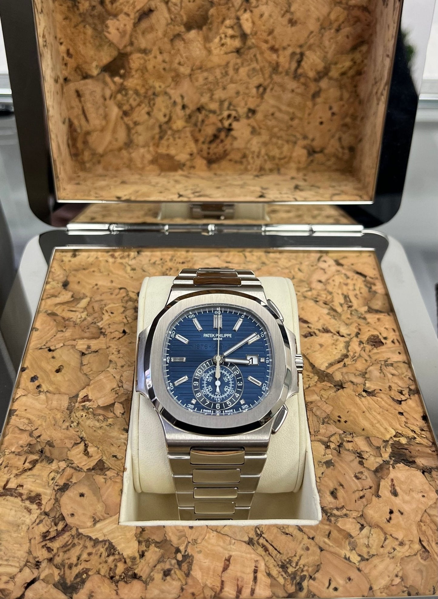 Patek Philippe Nautilus Chronograph White Gold Blue Dial 44mm 5976/1G-001