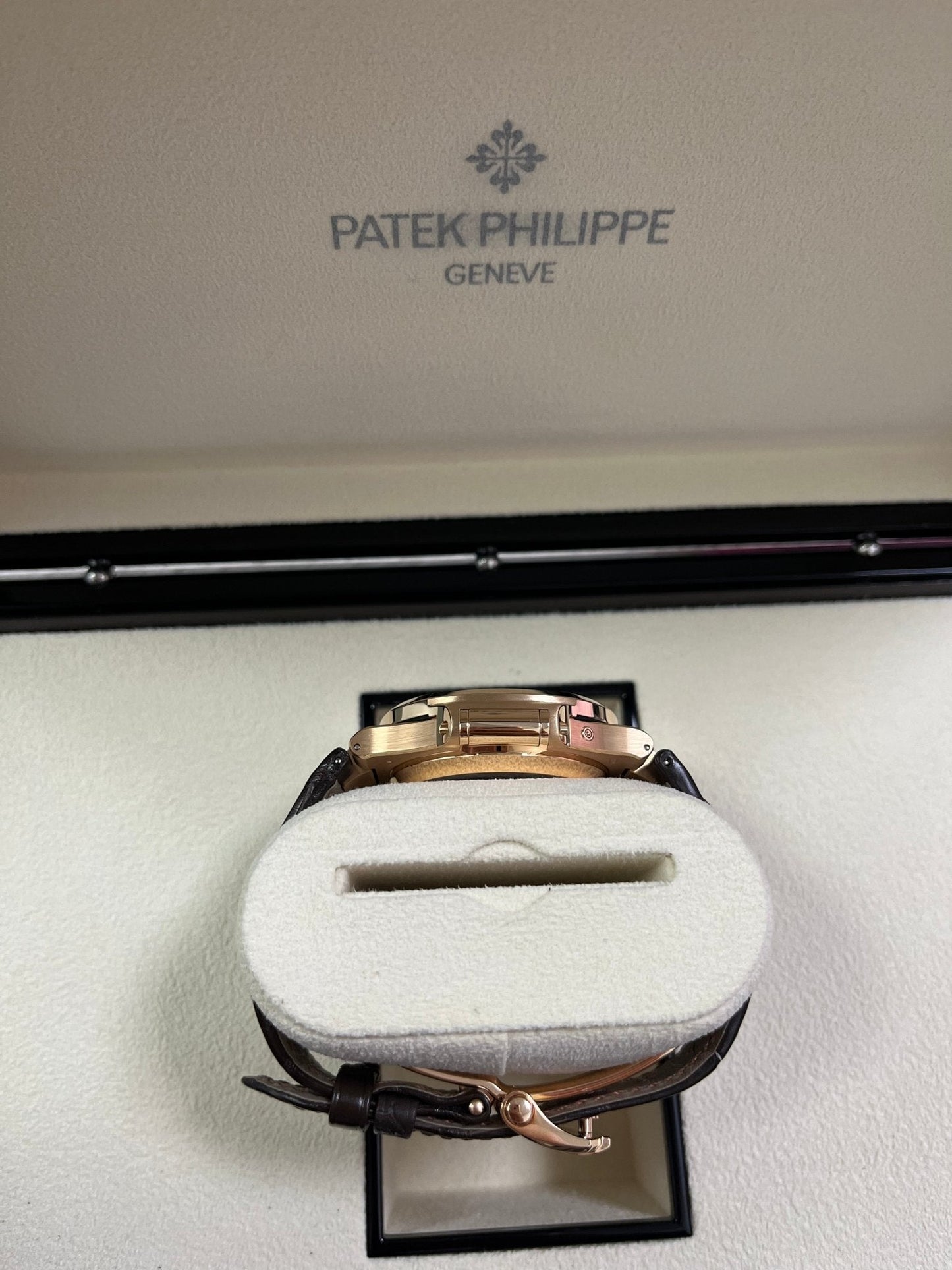Patek Philippe Nautilus Rose Gold/ Brown Dial/ Leather Strap (Ref#5980R-001)