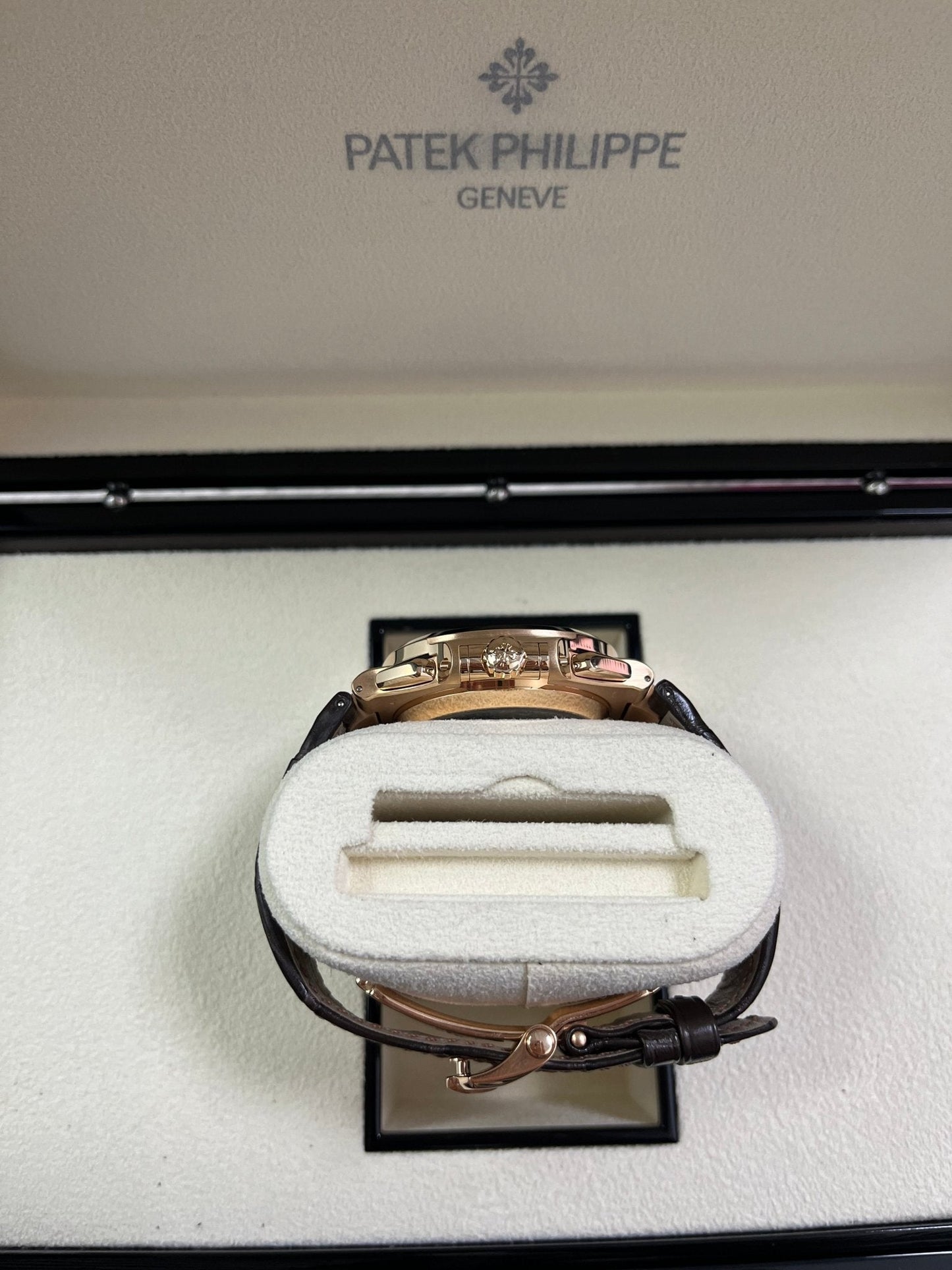 Patek Philippe Nautilus Rose Gold/ Brown Dial/ Leather Strap (Ref#5980R-001)