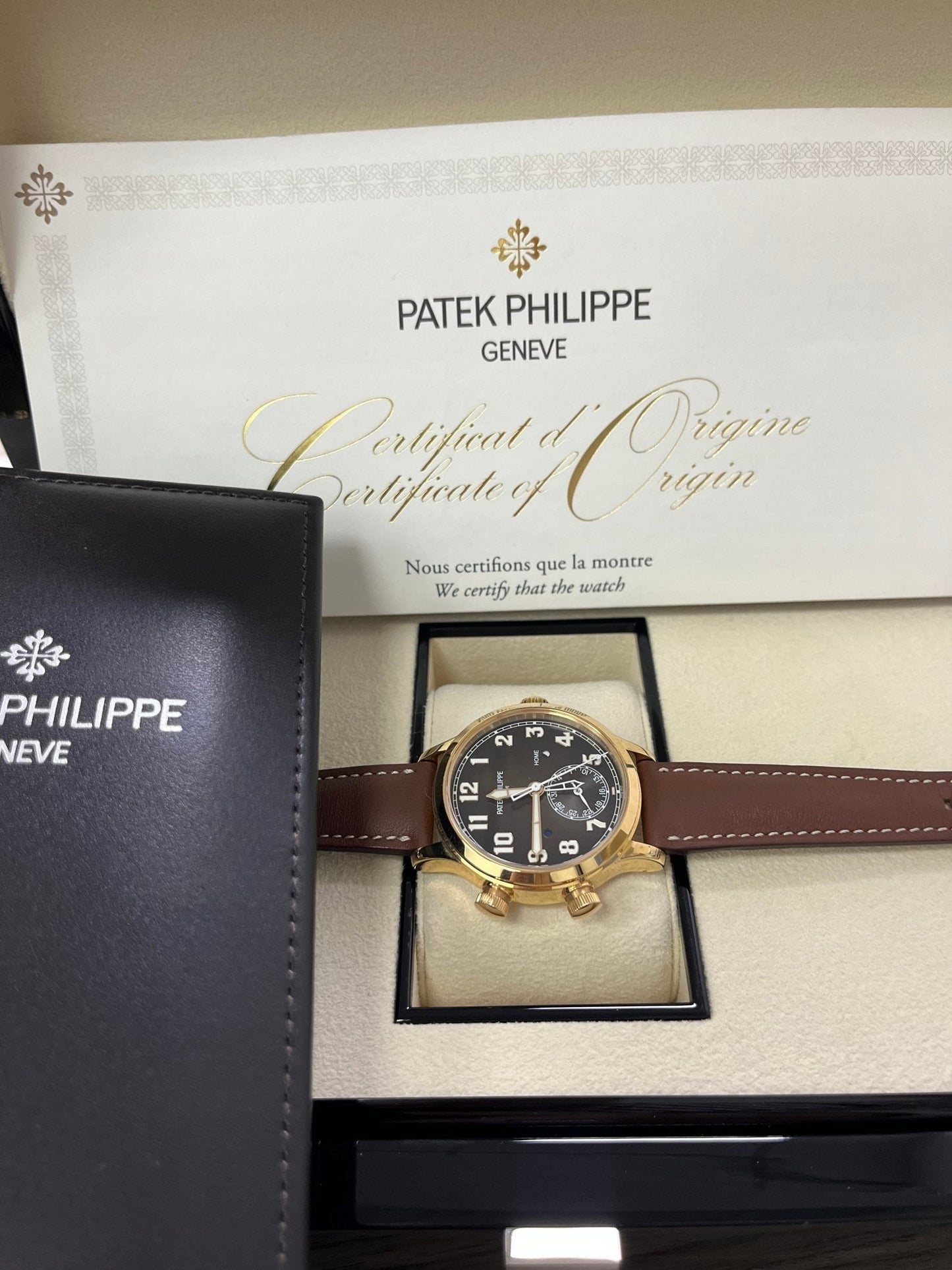 Patek Philippe Travel Time 37mm Rose Gold/ Brown Sunburst Dial (Ref# 7234R-001)