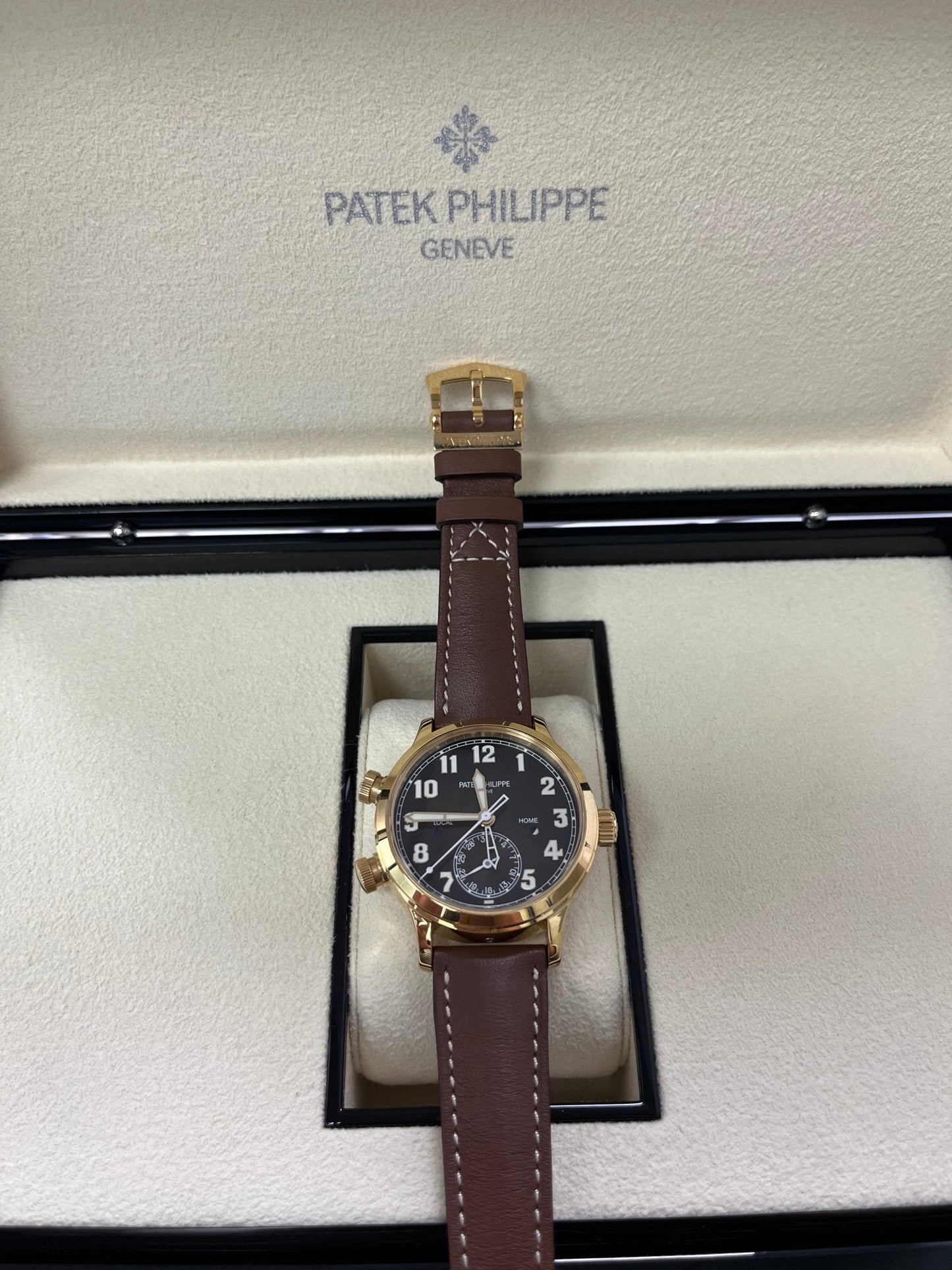 Patek Philippe Travel Time 37mm Rose Gold/ Brown Sunburst Dial (Ref# 7234R-001)