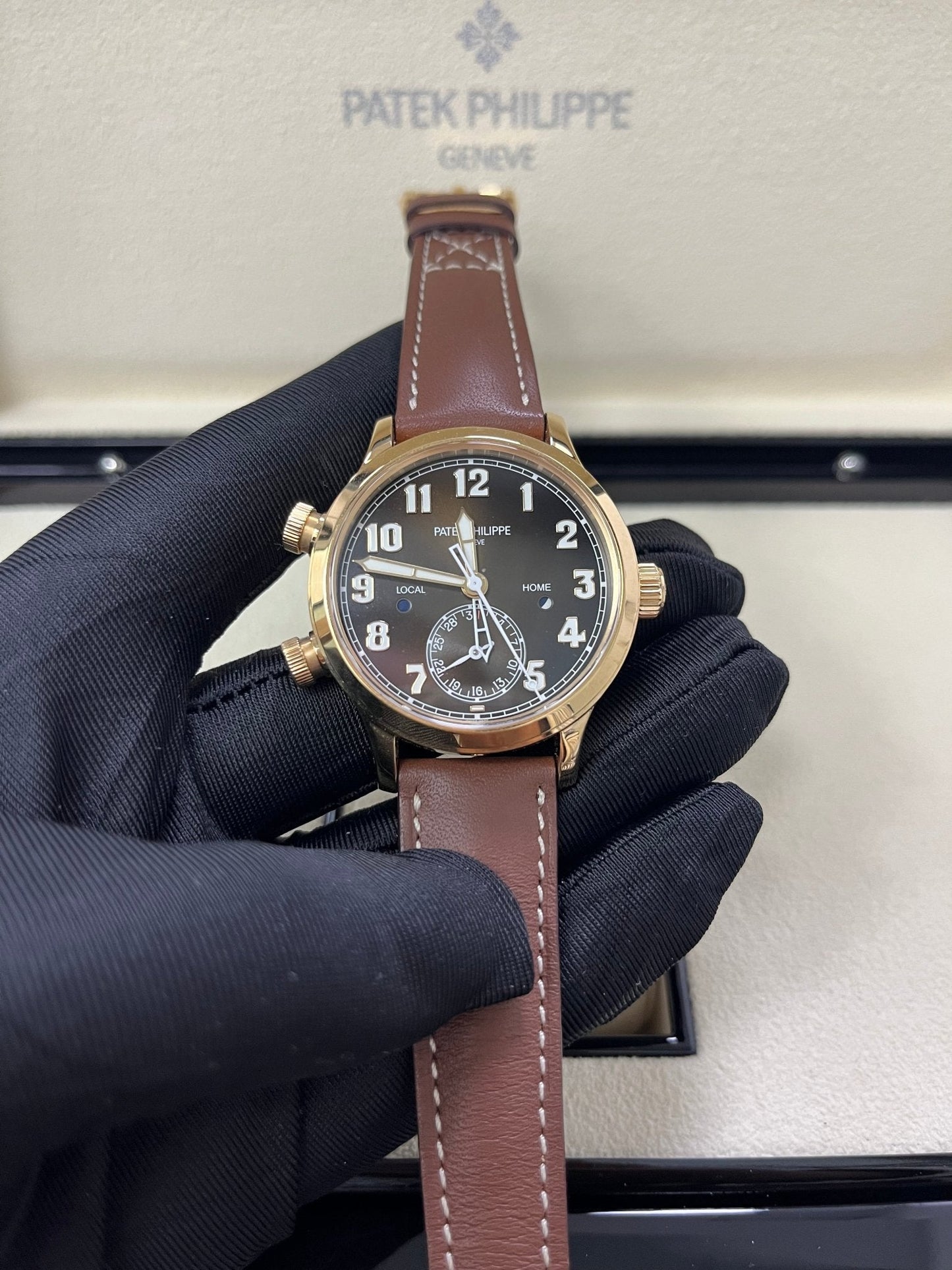 Patek Philippe Travel Time 37mm Rose Gold/ Brown Sunburst Dial (Ref# 7234R-001)