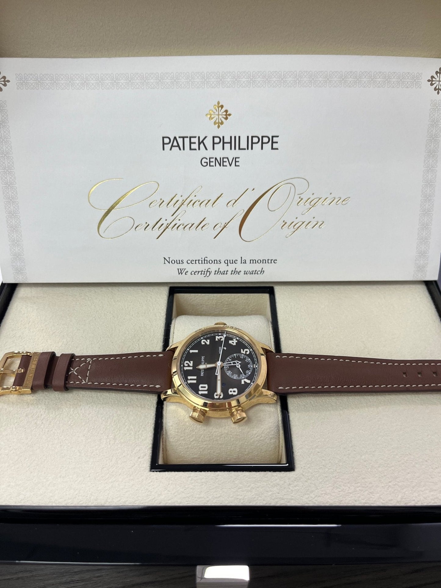 Patek Philippe Travel Time 37mm Rose Gold/ Brown Sunburst Dial (Ref# 7234R-001)