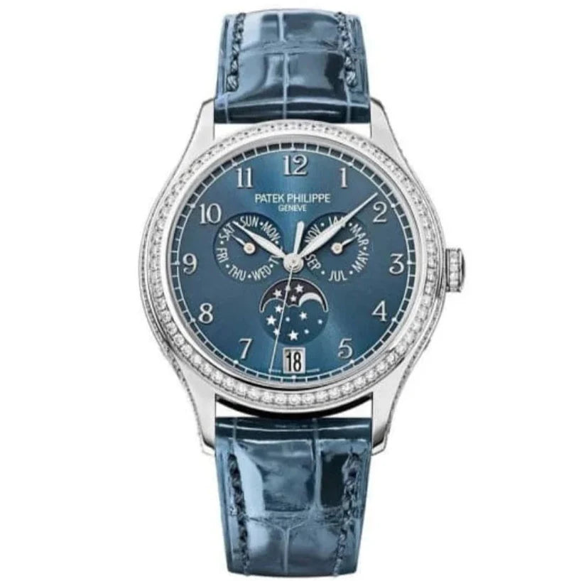 Patek Philippe Complications 38mm Blue Sunburst Dial White Gold 4947G-001