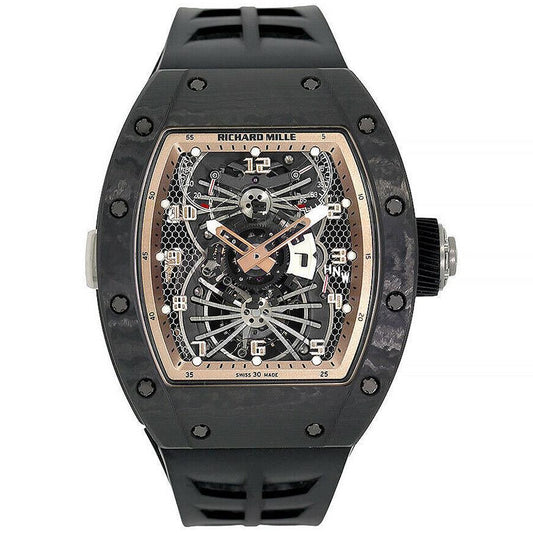 Richard Mille Limited Edition Asia Carbon Dual Time Tourbillon RM22 48mm Openworked Dial