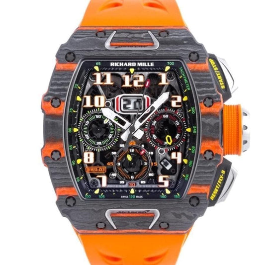 Richard Mille Limited Edition McLaren Flyback Chronograph RM11-03 Carbon 50mm Openworked Dial