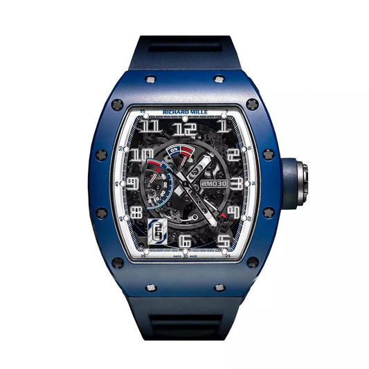 Richard Mille RM030 EMEA 42.7 mm x 50 mm Transparent Dial Blue Ceramic Rubber Strap