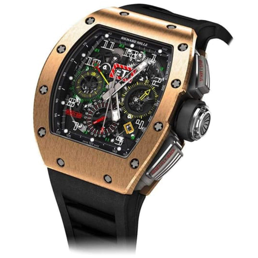 Richard Mille RM11-02 Automatic Flyback Chronograph Dual Time Zone Rose Gold 50mm Openworked Dial