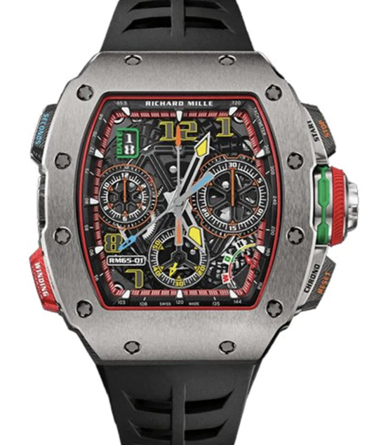 Richard Mille RM65-01 Split-Seconds Chronograph 44.5 mm x 49.5 mm Transparent Dial Titanium Rubber Strap