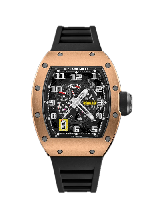 Richard Mille RM030 42.7 mm x 50 mm Transparent Dial 18k Rose Gold Rubber Strap