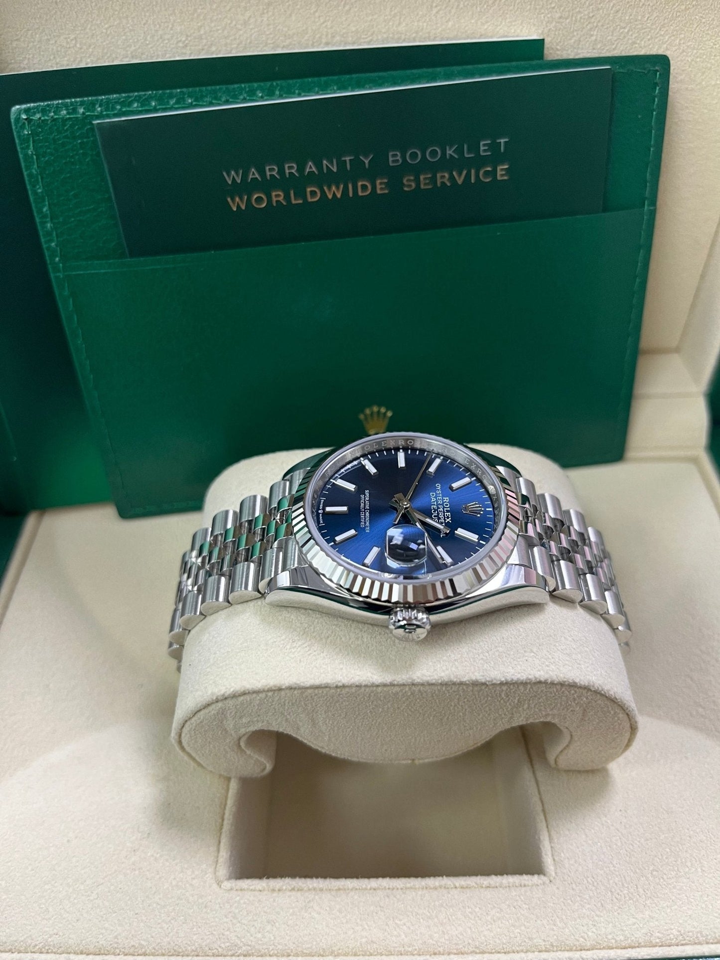 Rolex Datejust 36 Fluted Bezel Blue Index Dial Jubilee Bracelet 126234