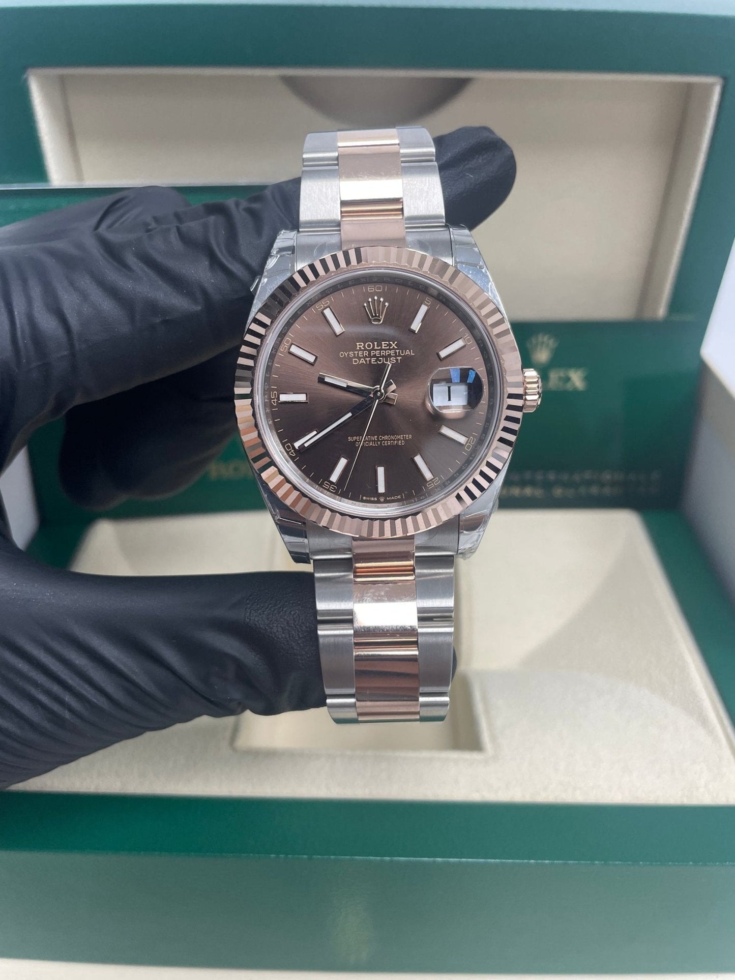Rolex Datejust 41 Oyster Bracelet Chocolate Dial Fluted Bezel (Ref # 126331-0001)