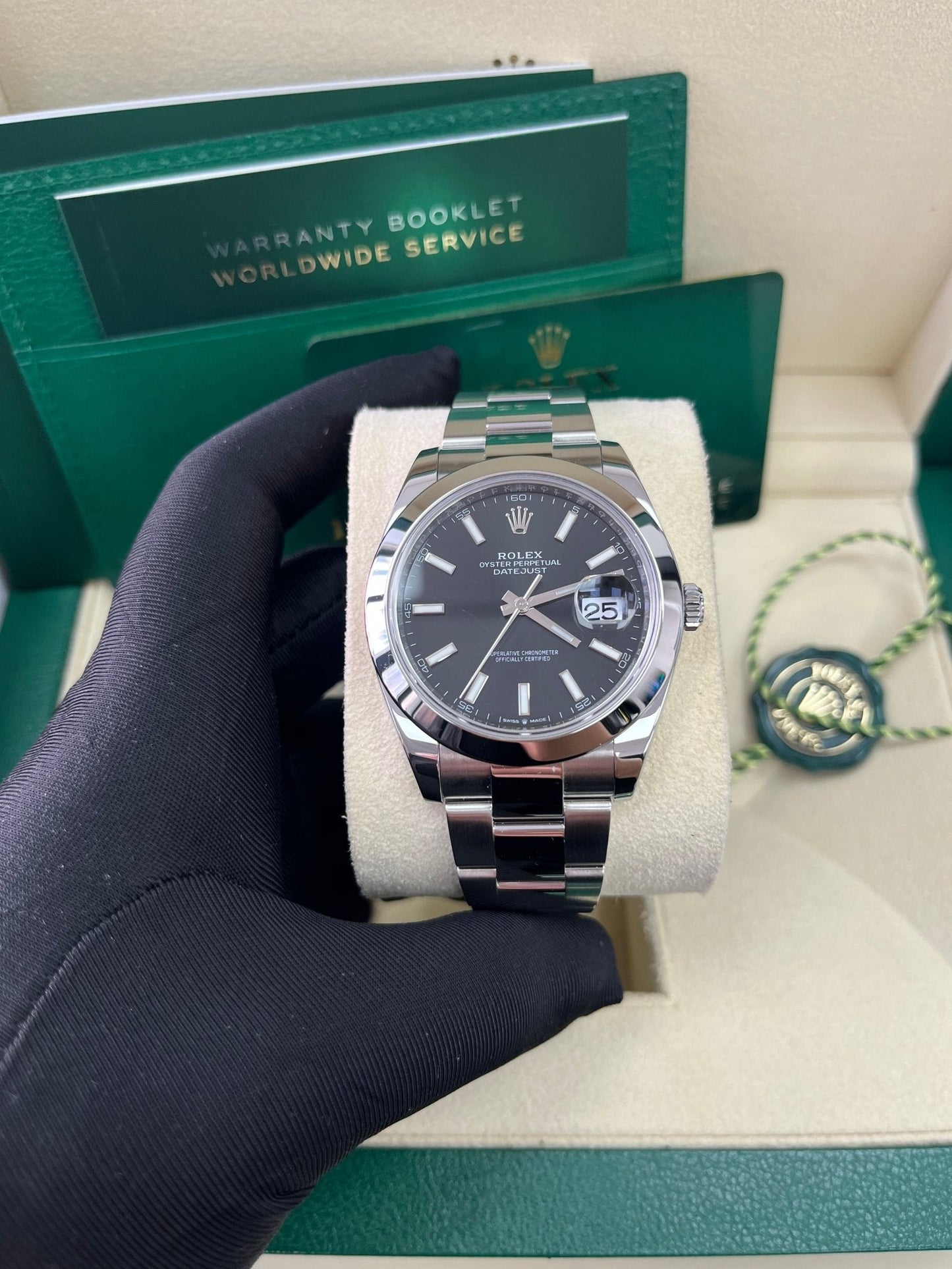 Rolex Datejust 41 Stainless Steel & White Gold - Black Index Dial - Smooth Bezel (Ref# 126300)