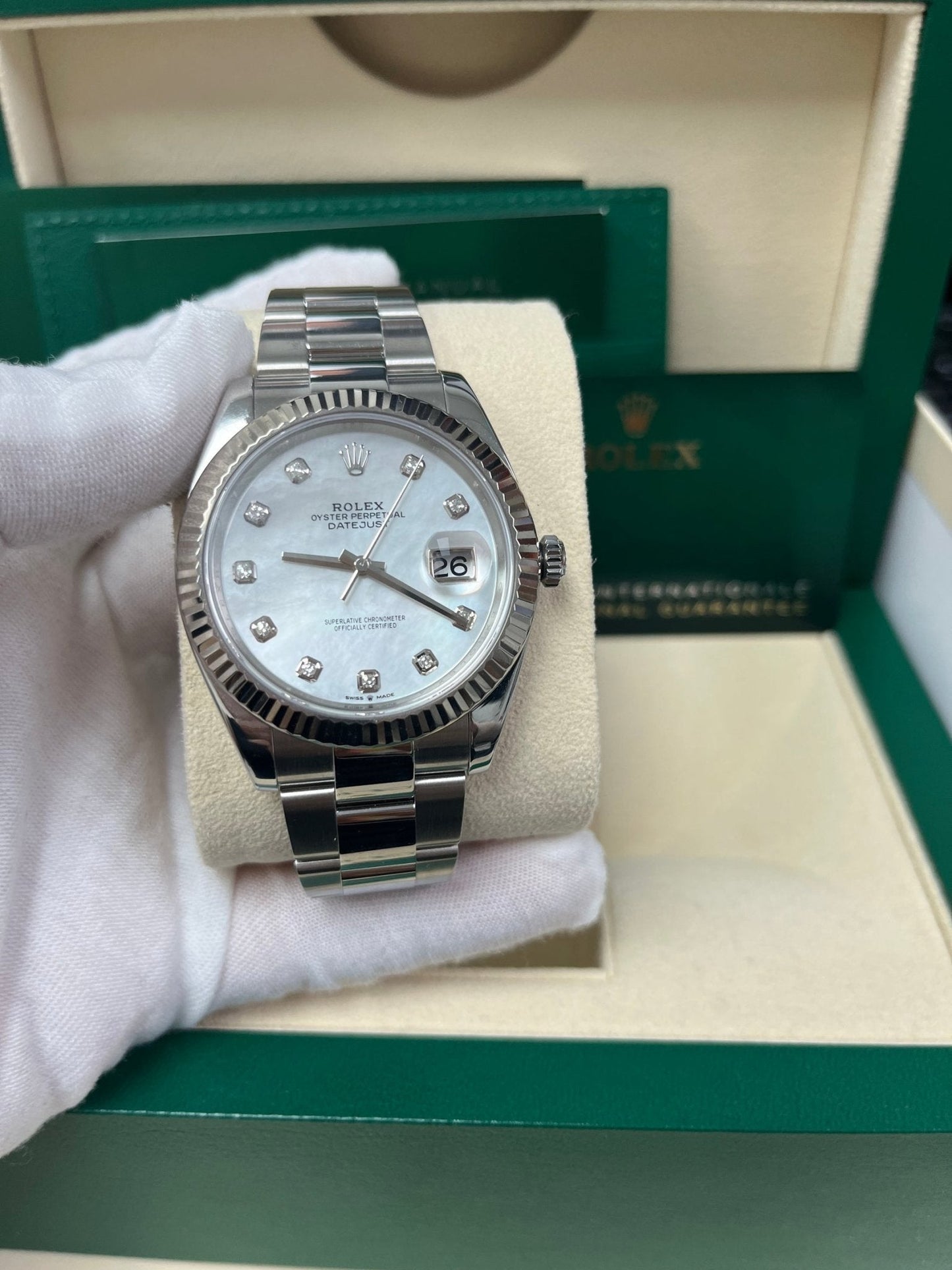 Rolex Datejust 41/ Two-Tone 18k White Gold & Steel/ Mother of Pearl Diamond Dial/ Oyster Bracelet (Ref# 126334)