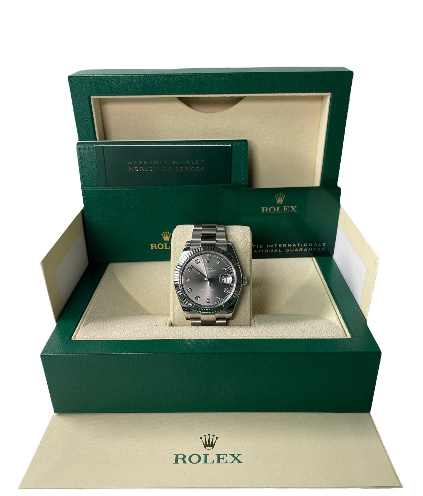 Rolex Datejust 41 18k White Gold & Steel/ Dark Rhodium Diamond Dial Oyster (Reference # 126334)