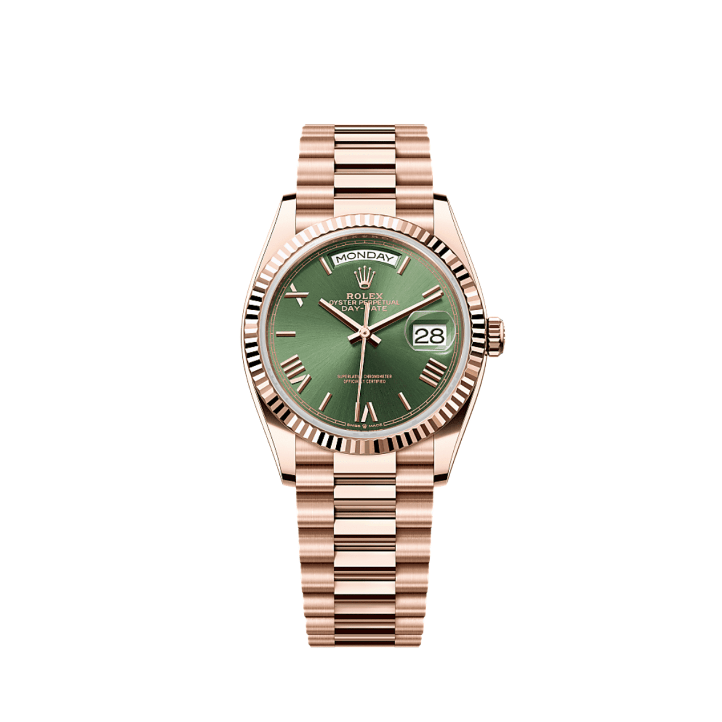 Rolex Day-Date 36 128235 Rose Gold Olive Green Dial (2025)