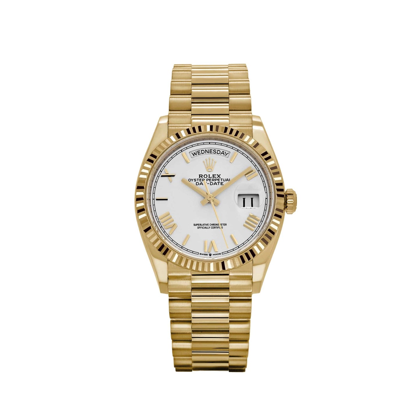 Rolex Day-Date 36 128238 Yellow Gold White Roman Numerals Dial (2024)