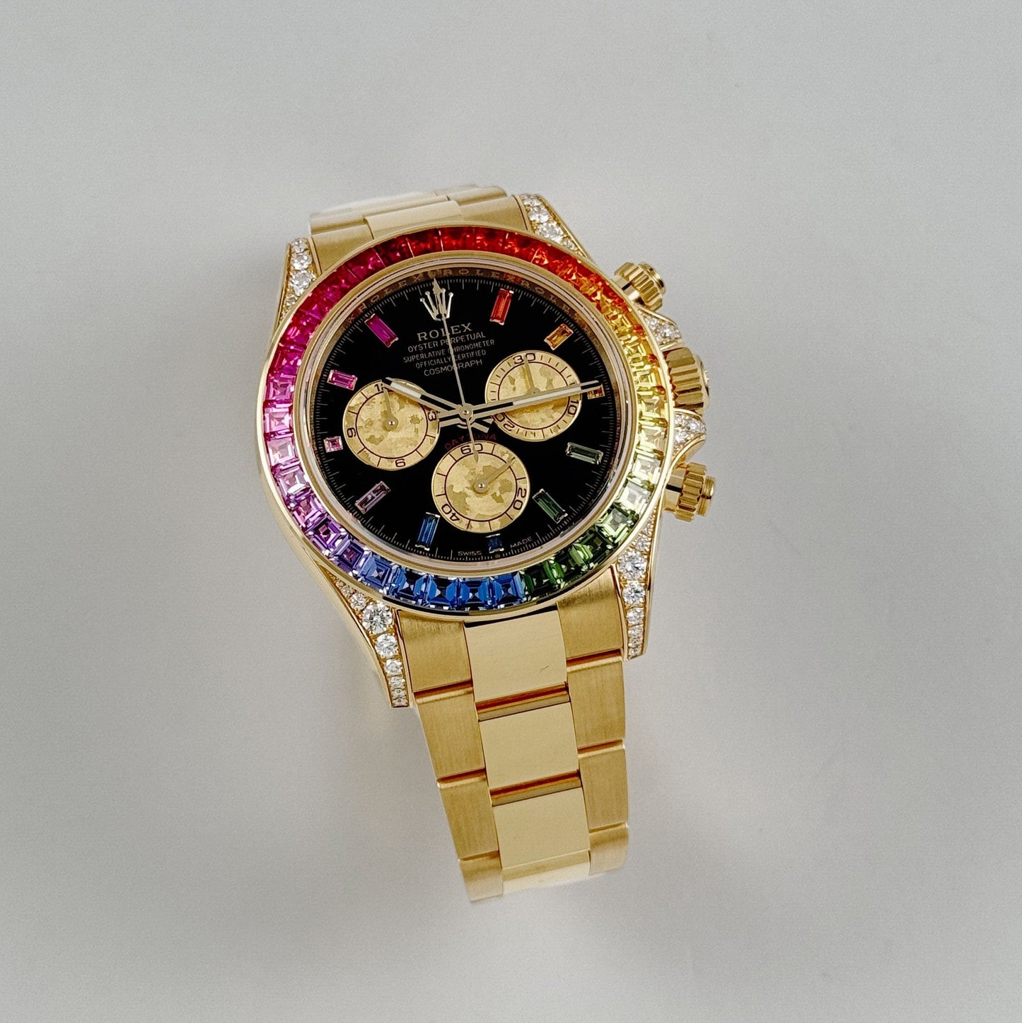 Rolex Daytona 126598RBOW 'Rainbow' Yellow Gold Black Dial Sapphire Bezel (2025)