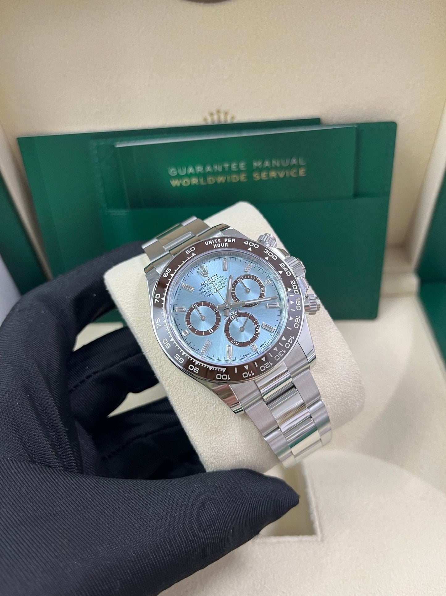 Rolex Daytona Platinum Daytona Ice Blue Baguette Dial 126506