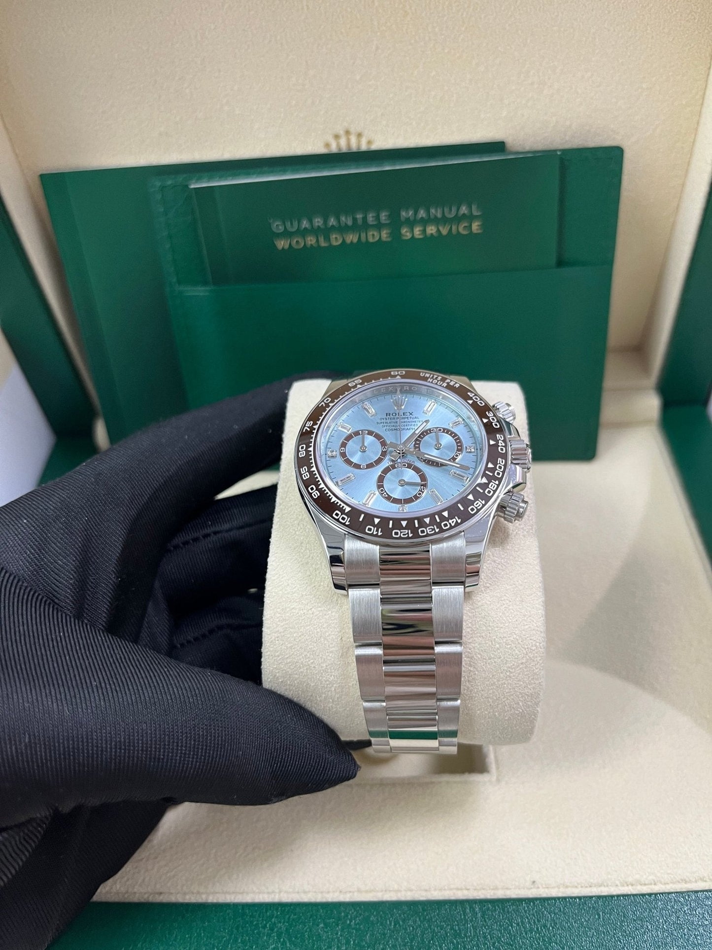 Rolex Daytona Platinum Daytona Ice Blue Baguette Dial 126506