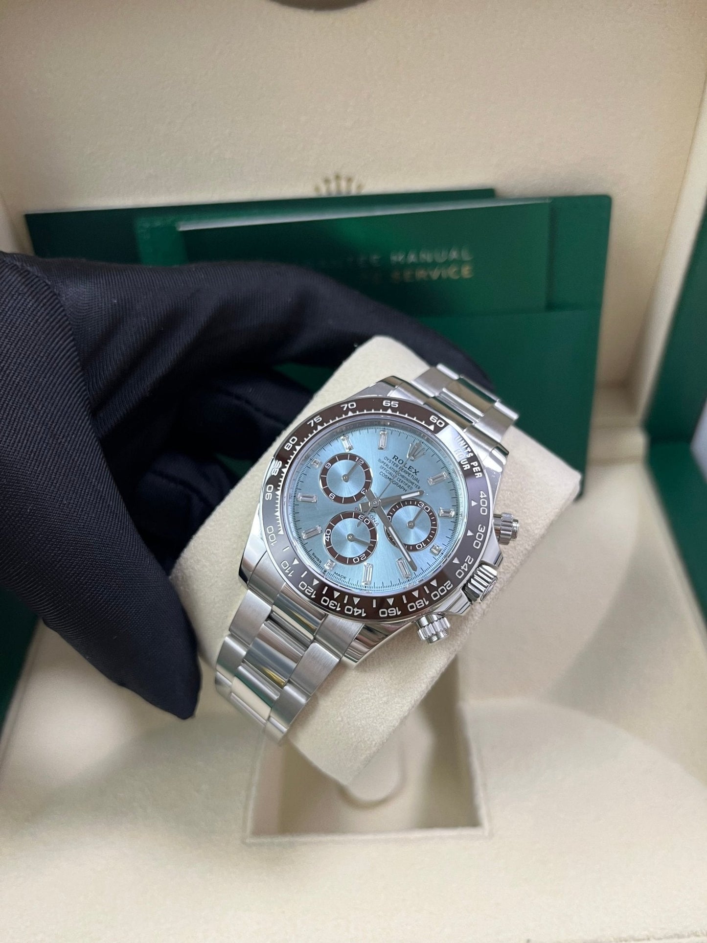 Rolex Daytona Platinum Daytona Ice Blue Baguette Dial 126506