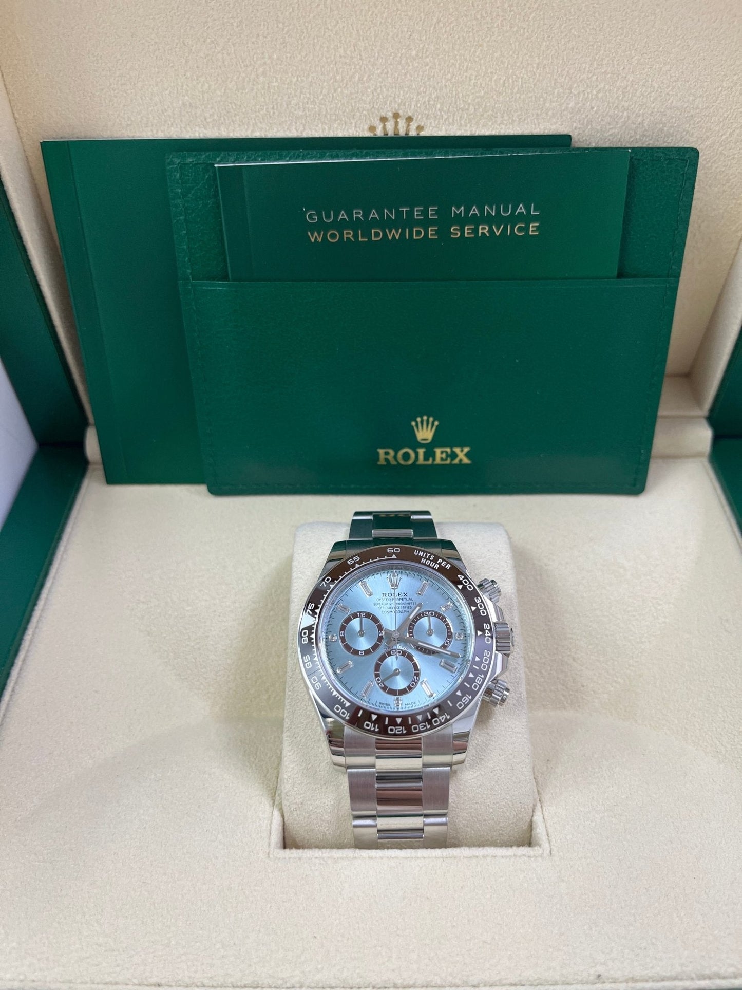 Rolex Daytona Platinum Daytona Ice Blue Baguette Dial 126506