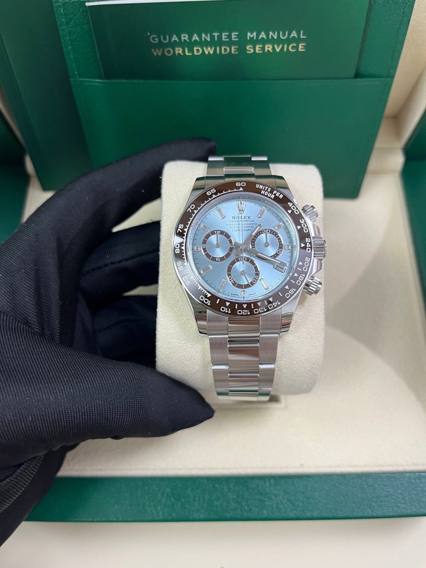 Rolex Daytona Platinum Daytona Ice Blue Baguette Dial 126506