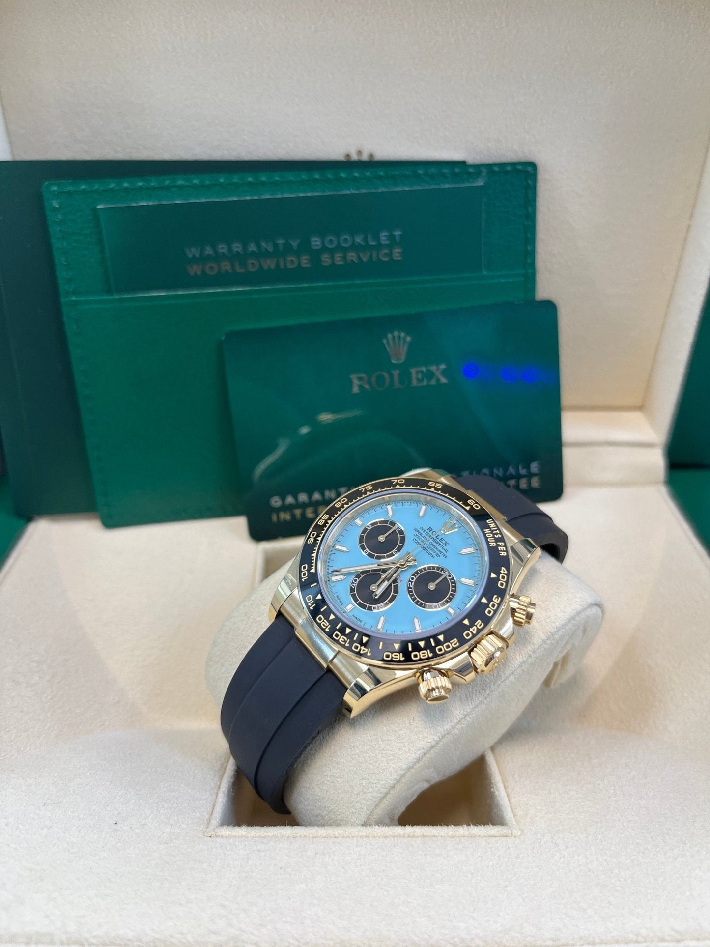 Rolex Daytona Yellow Gold Daytona Tiffany Dial on Oysterflex New 2025 Release Reference 126518