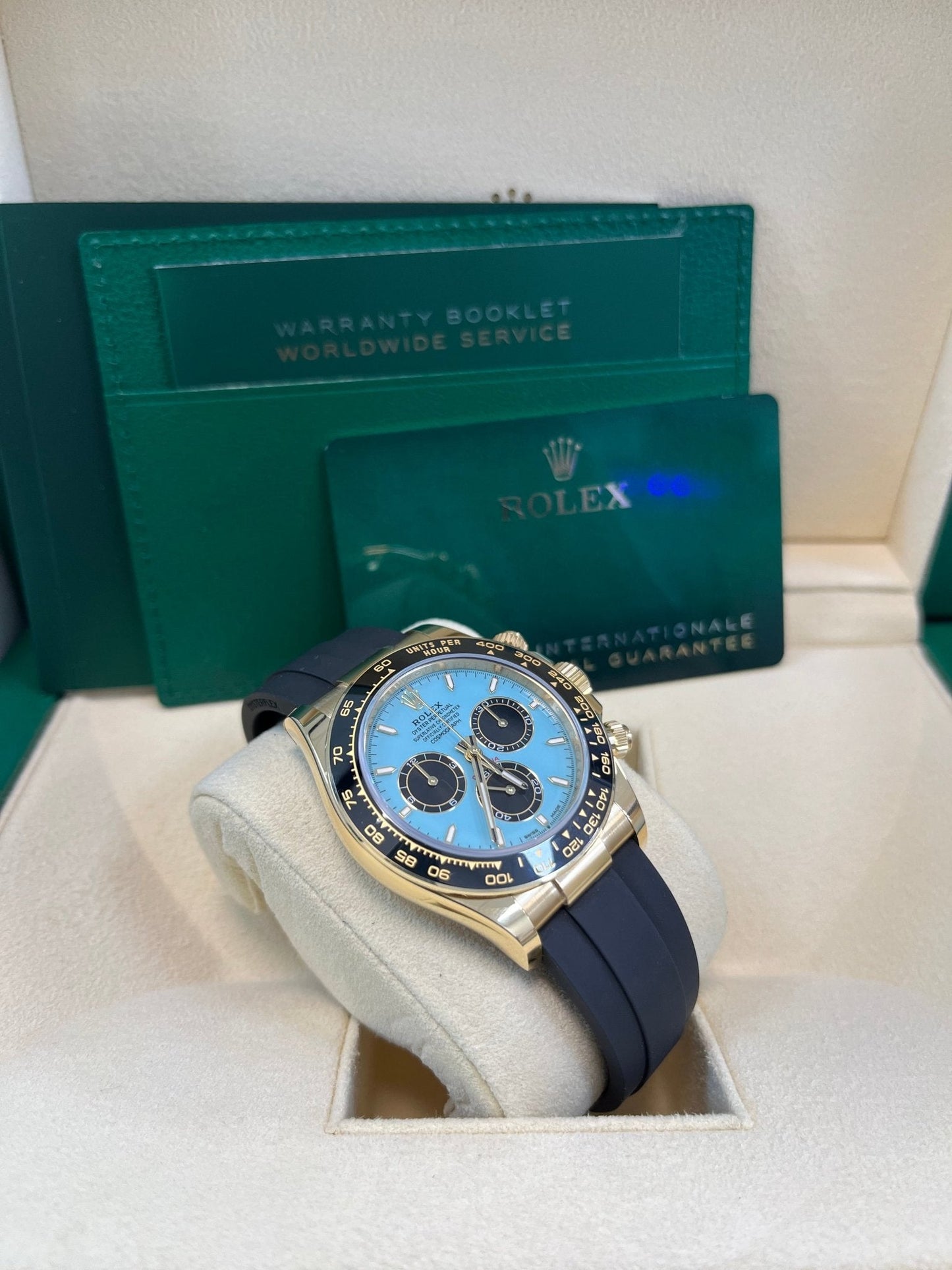 Rolex Daytona Yellow Gold Daytona Tiffany Dial on Oysterflex New 2025 Release Reference 126518