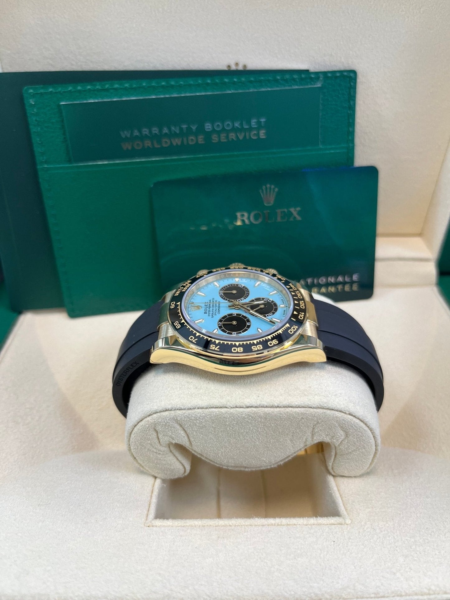 Rolex Daytona Yellow Gold Daytona Tiffany Dial on Oysterflex New 2025 Release Reference 126518