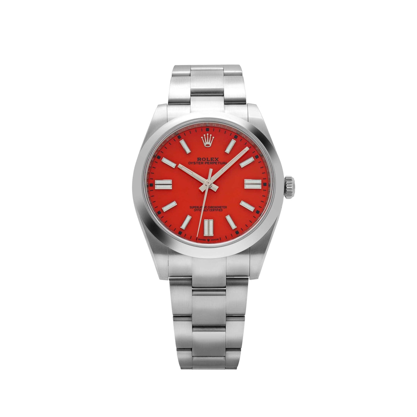 Rolex Oyster Perpetual 41 124300 Stainless Steel Coral Red Dial (2021)