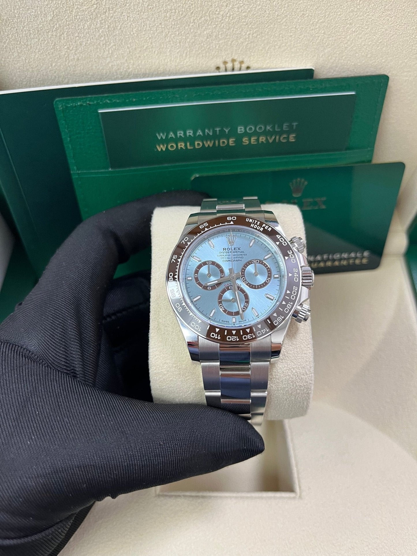 Rolex Platinum Cosmograph Daytona Ice Blue Index Dial Oyster Bracelet 126506